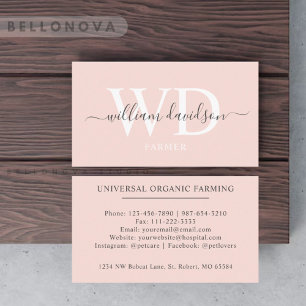 Bleken Anpassat namn Peach Rosa White Black Monogr Visitkort