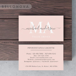 Bleken Anpassat namn Peach Rosa White Black Monogr Visitkort