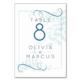 Bleken Blått Löv i Modern Blått ljussken Bordsnummer