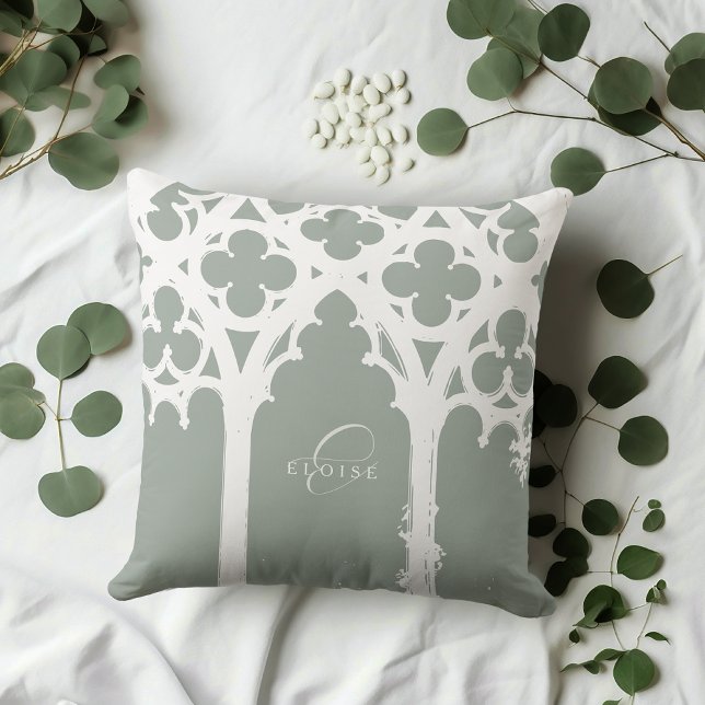 Bleken Olive för minimalistisk gotisk fönsterkalli Kudde (Skapare uppladdad)