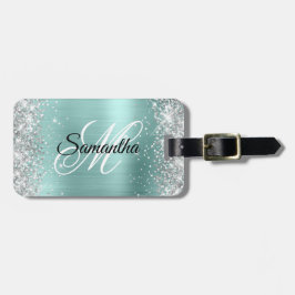 Bleken silver-Glitter Turquise Foil Finare Monogra Bagagebricka