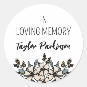 Blekens Blommigt i Loving Memory Add Namn Runt Klistermärke