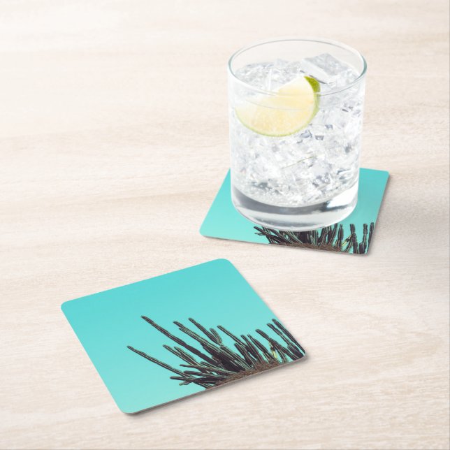 Blekens Grönt Cactus Succulants-minimalism Underlägg Papper Kvadrat (Insitu)