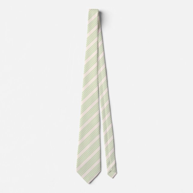 Blekens grönt och beige fem rand mönster slips (Framsida)
