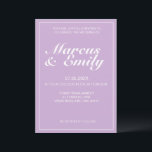 Blekens Lila och det moderna, minimalistiska Bröll Inbjudningar<br><div class="desc">Söt,  modern,  minimalistisk och trendigets bröllopsinbjudan har en mjuk bakgrund för pastellernas lila (Pantones plocka "Orchid Bloom" från 2022 i färg) med textblock för vitt anpassade i modernt typsnitt</div>