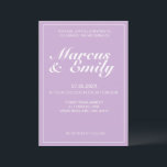 Blekens Lila och det moderna, minimalistiska Bröll Inbjudningar<br><div class="desc">Söt,  modern,  minimalistisk och trendigets bröllopsinbjudan har en mjuk bakgrund för pastellernas lila (Pantones plocka "Orchid Bloom" från 2022 i färg) med textblock för vitt anpassade i modernt typsnitt</div>