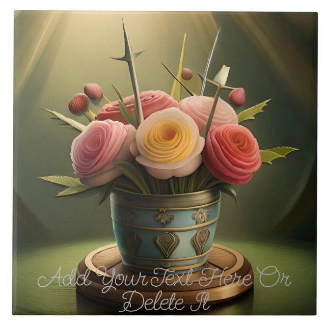 Blekens Rosa, Gult, Ro i en ljusstrålande Ray Kakelplatta (Framsidan)