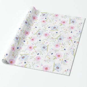 Blekens Rosa och Blåa blommor Presentpapper