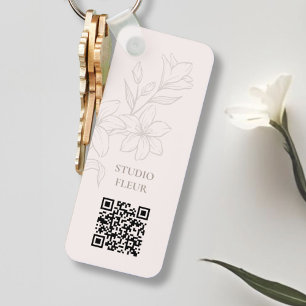 Blekens rosa   QR-nyckelkedja med minimal Blommigt Nyckelring
