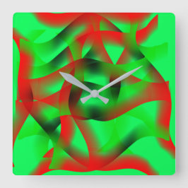 Blekgrön och klar rödundulering, med skugga? fyrkantig klocka