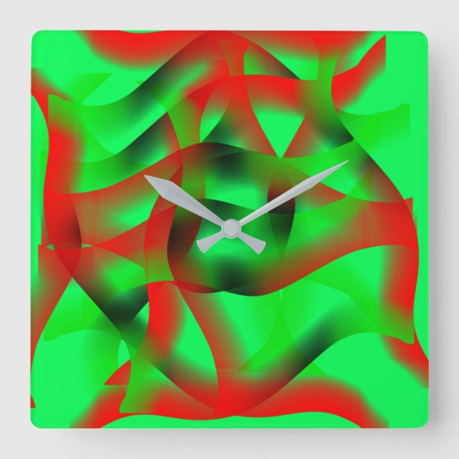 Blekgrön och klar rödundulering, med skugga? fyrkantig klocka (Framsida)