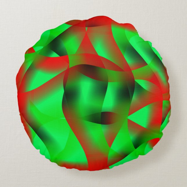 Blekgrön och klar rödundulering, med skugga? rund kudde (Baksidan)