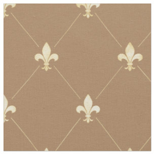 Blekgul Fleur-de-Lis (medelstor skala) Brun Tyg