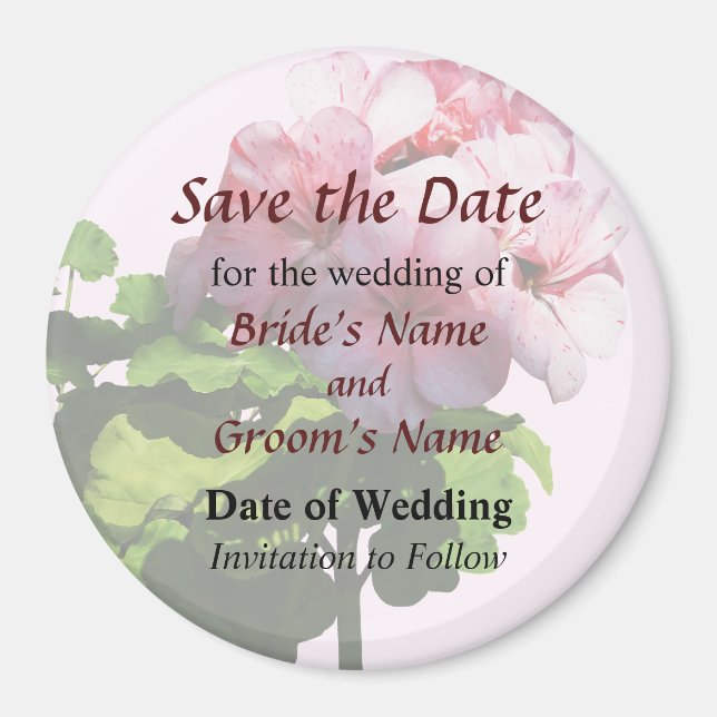 Blekgul Geranium Save the Date Magnet (Framsidan)