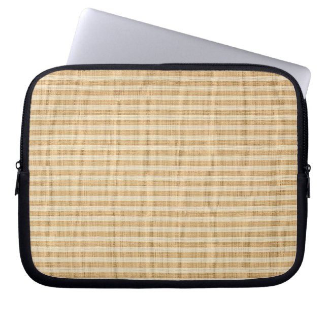 Blekgula randiga trådade tygmönster laptop fodral (Framsidan)