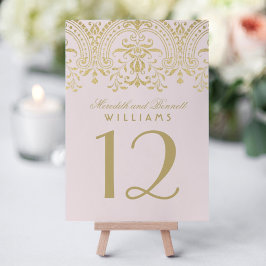 Blekguldfärgad Vintage Glamour Monogram Bordsnummer