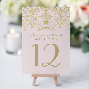 Blekguldfärgad Vintage Glamour Monogram Bordsnummer