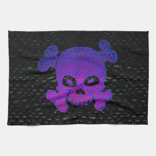 Bleknar beställnings- lilor för piratflagga kökshandduk