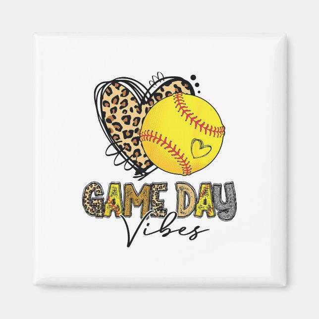 Bleknat Softll Game Day Vibes Leopard Heart Huvudn Magnet (Framsidan)