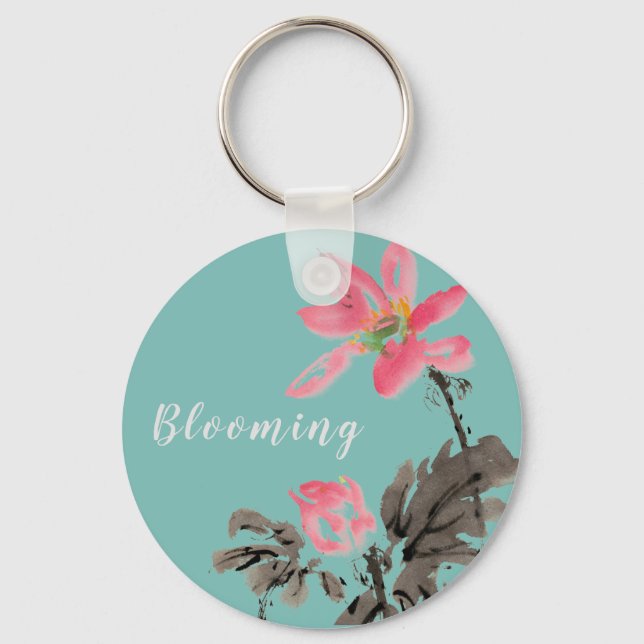 Blekning av Blommigten Lotus Keychain med frihands Nyckelring (Framsida)