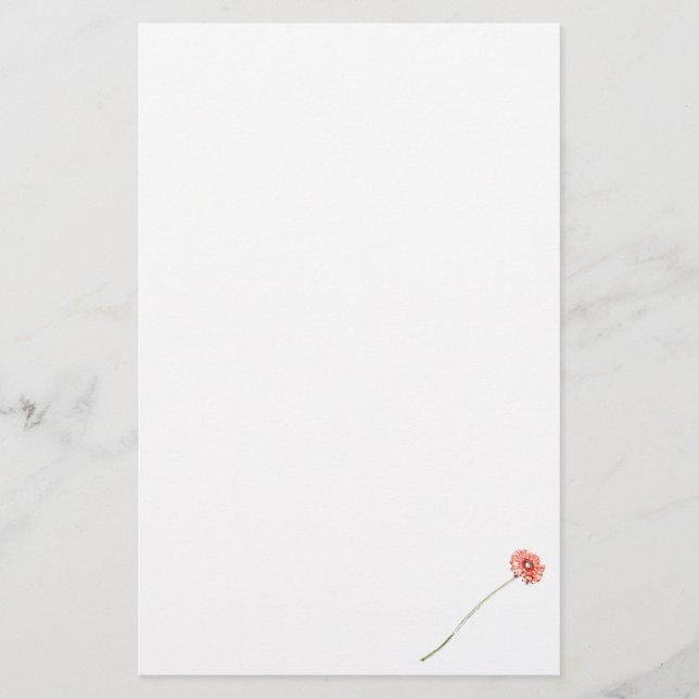 Blekröd Gerbera-blomma Brevpapper (Framsida)