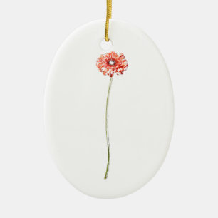 Blekröd Gerbera-blomma Julgransprydnad Keramik