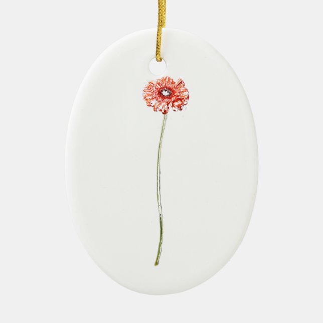 Blekröd Gerbera-blomma Julgransprydnad Keramik (Framsidan)