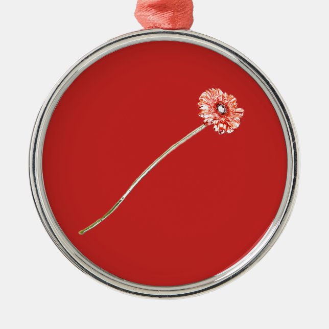 Blekröd Gerbera-blomma Julgransprydnad Metall (Framsidan)