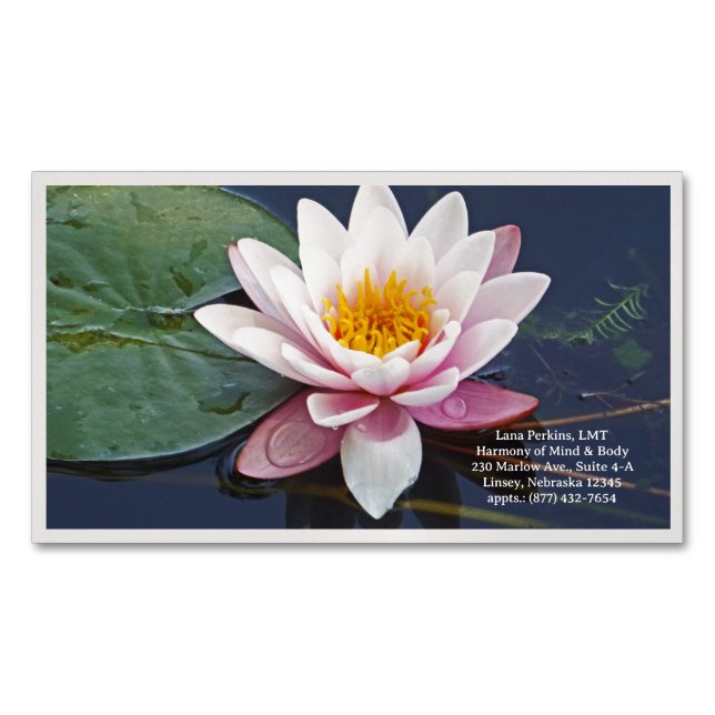 "BLEKROSA LOTUSBLOMMA" Premium Canvas (Glans) Magnetiska Visitkort (Framsida)