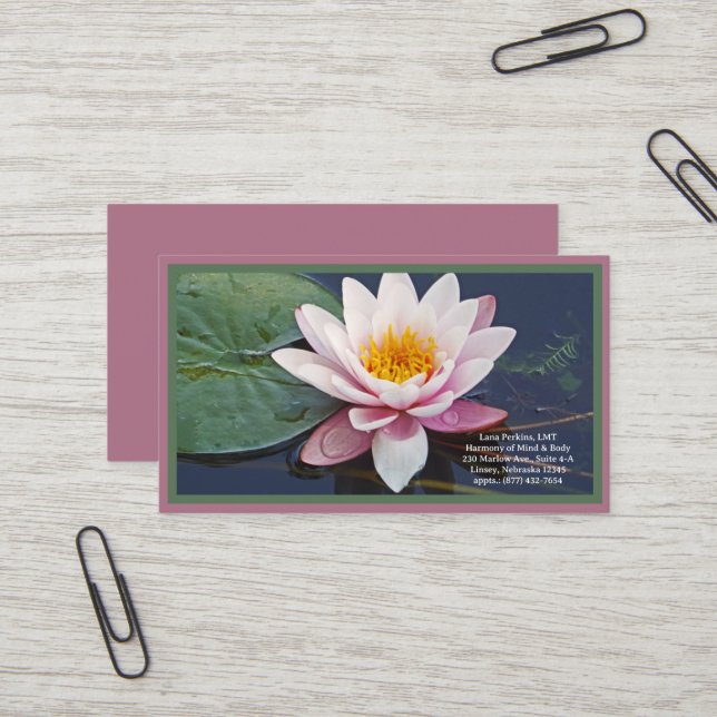 "BLEKROSA LOTUSBLOMMA" Premium Canvas (Glans) Visitkort (Fram/Back In Situ)
