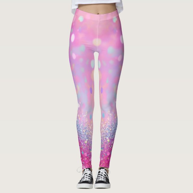 Blekrosa med glittereffekt leggings (Framsida)