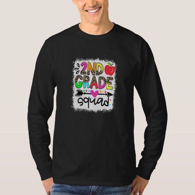 Blekt 2:a andra Klass Squad Boho-läraren tillbaka T Shirt (Framsida)
