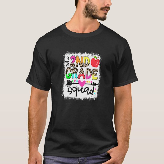 Blekt 2:a andra Klass Squad Boho-läraren tillbaka T Shirt (Framsida)
