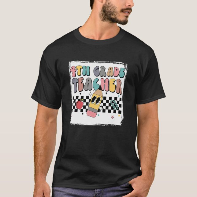 Blekt 4:e fjärde Klass-läraren Back to school T Shirt (Framsida)
