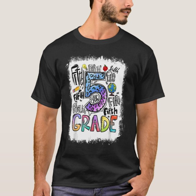 Blekt 5:e Klass-typografi 5 Klass tillbaka till T Shirt (Framsida)
