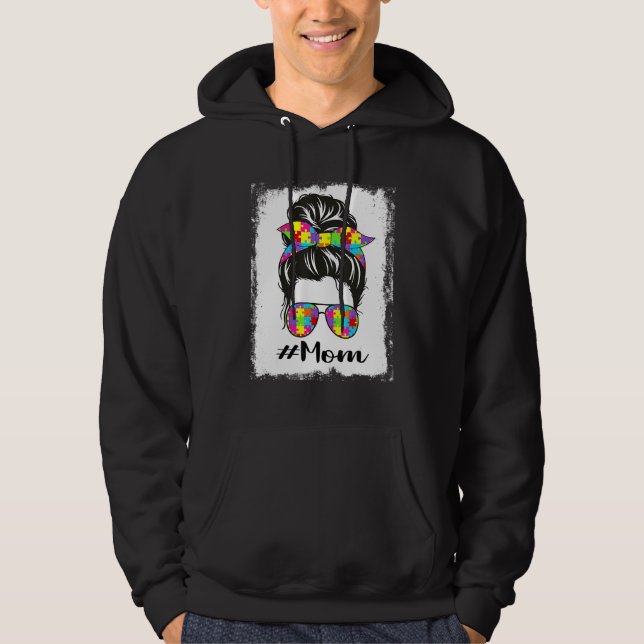 Blekt Autism Mamma Tovig Autism Medvetenhet Sup Hoodie (Framsida)