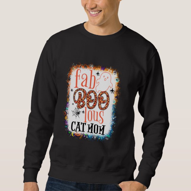 Blekt bovint katt Mamma Halloween Costume Cat M Lång Ärmad Tröja (Framsida)
