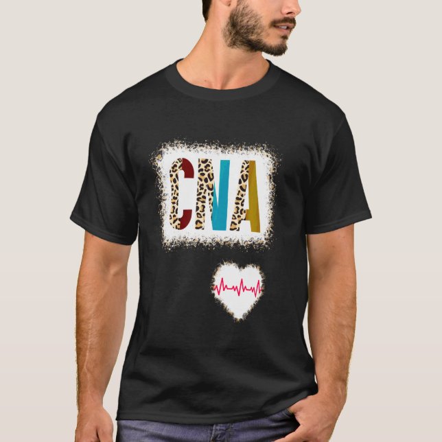 Blekt Cna Färg halv leopard Sjukhag T Shirt (Framsida)