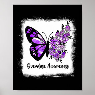 Blekt Daisy Butterfly Lila Ribbon Överdosering Aw Poster