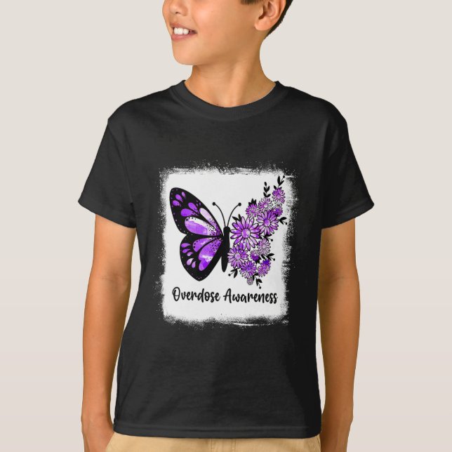 Blekt Daisy Butterfly Lila Ribbon Överdosering Aw T Shirt (Framsida)