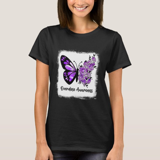 Blekt Daisy Butterfly Lila Ribbon Överdosering Aw T Shirt (Framsida)
