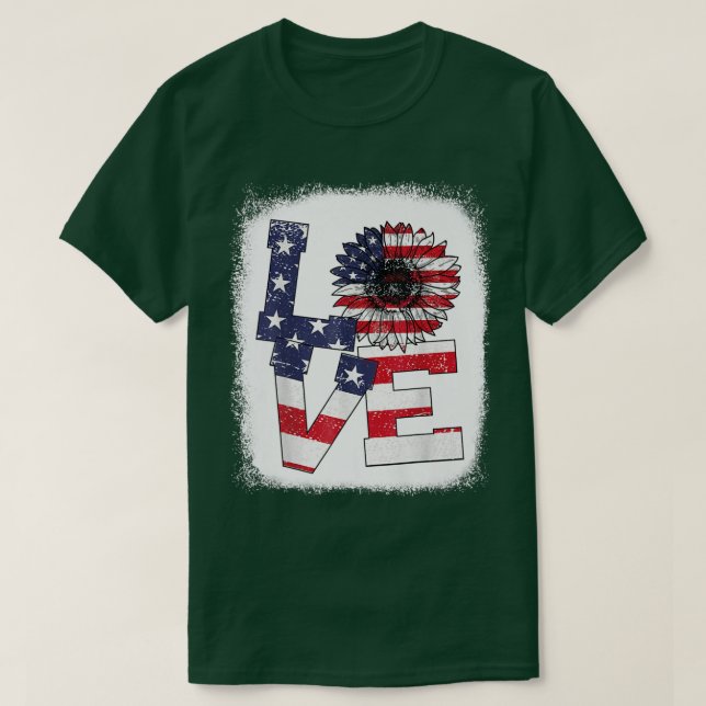 Blekt den 4 juli Kärlek Solrosotisk Amer T Shirt (Design framsida)