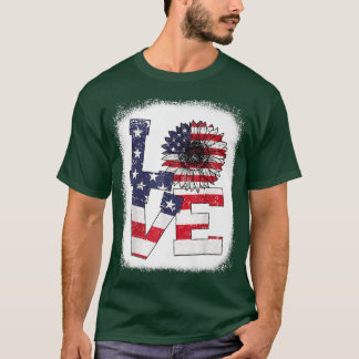 Blekt den 4 juli Kärlek Solrosotisk Amer T Shirt