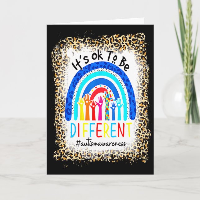 Blekt Det är ok att vara annorlunda Autism Accepta Kort (Framsida)