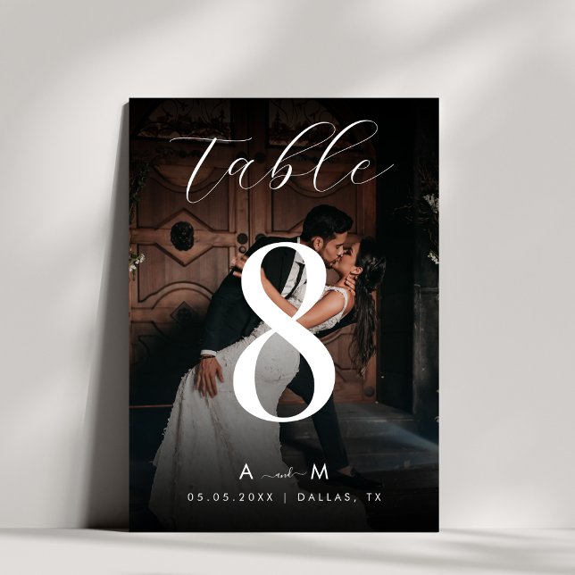 Blekt foto svart bröllop 5x7 Bordnummerkort Inbjudningar (Skapare uppladdad)