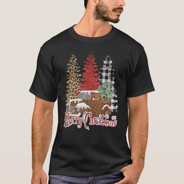 Blekt God jul Gräs Träd Julgran T Shirt (Framsida)