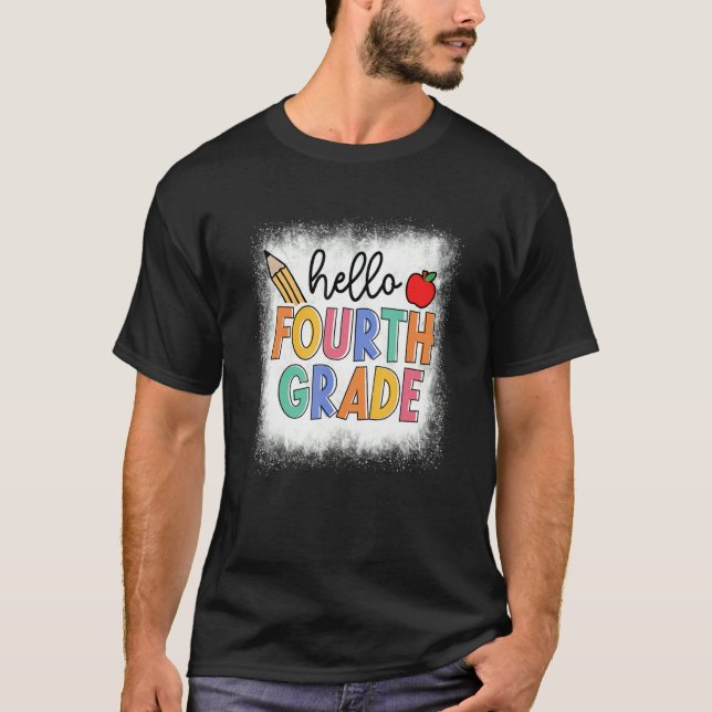 Blekt Hej Fjärde Klass-läraren Student back T Shirt (Framsida)