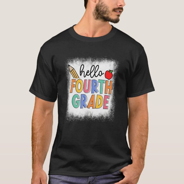 Blekt Hej Fjärde Klass-läraren Student back T Shirt (Framsida)