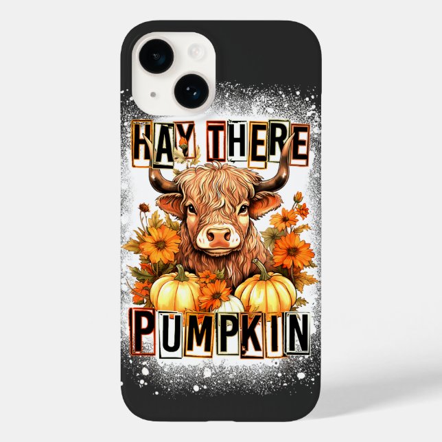 Blekt hö där Pumkin Highland Cow Fall Autumn (Baksida)