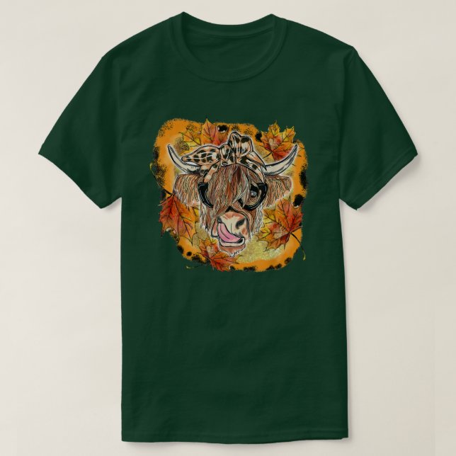 Blekt höstkö med böjd höst med Bandana-pumpor T Shirt (Design framsida)